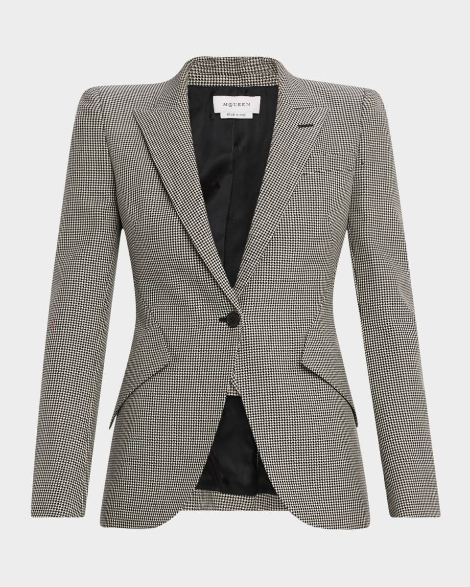 Houndstooth Single-Breasted Jacket